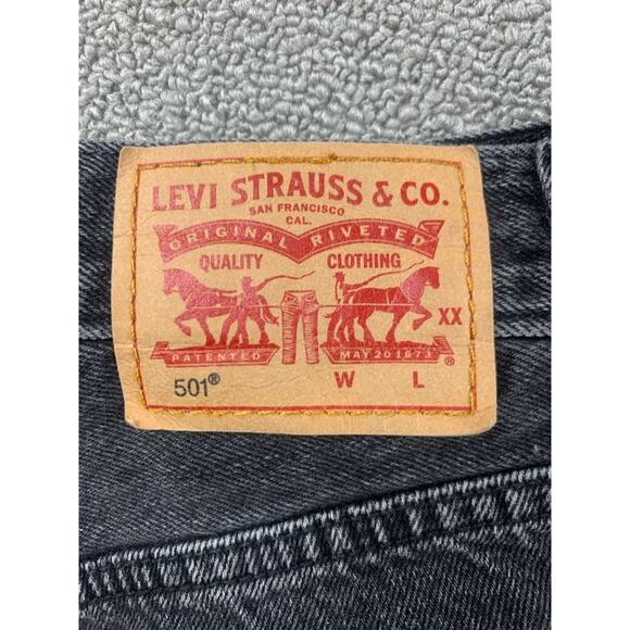 Levi’s 501 Cutoff Shorts Women 27 Black Frayed Hem Button Fly Five Pocket - Picture 3 of 10